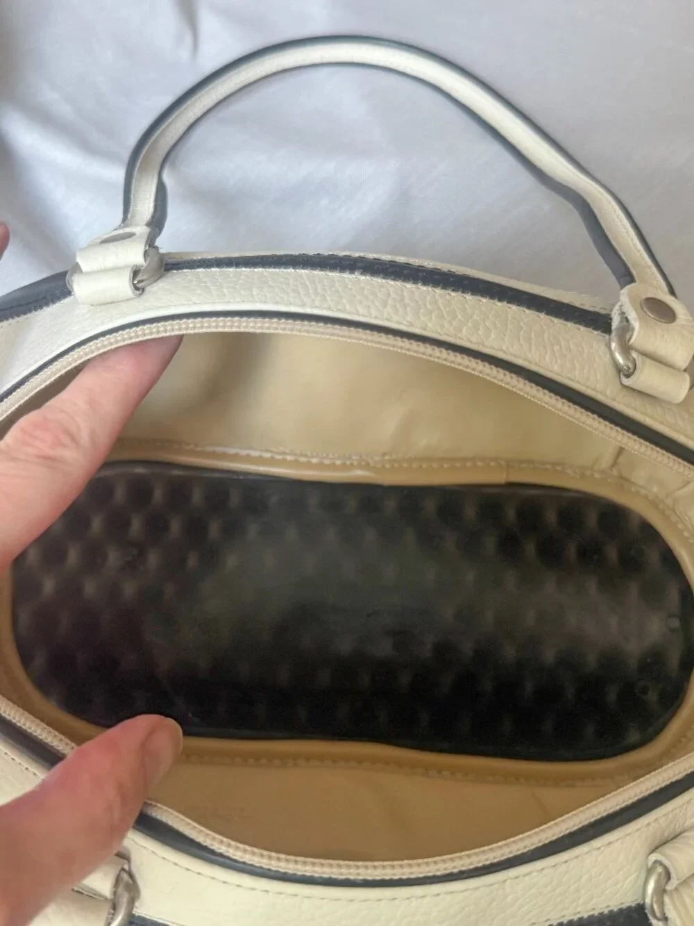 Alaluna Vintage Y2K Football Bag Black White Leather Made in Spain Rare